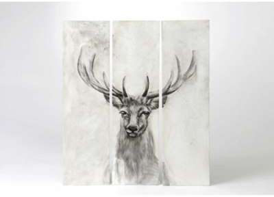 Triptyque cerf x3 gris h105x30 cm Triptyque cerf x3 gris h105x30