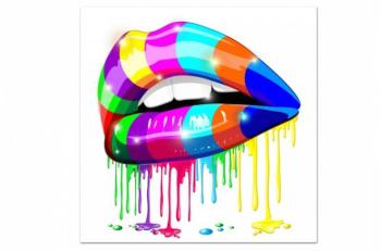Tableau Bouche Pop Peinte 80X80 cm Declikdeco