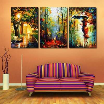 3pcs Peinture Abstraite Impression Toile Mur Décor