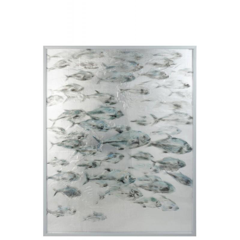 Grand Cadre Banc De Poisson Bleu / Gris 123X4X153C