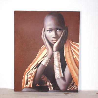 Cadre en bois visuel africaine marron et orange