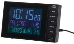 Réveil digital radio-piloté avec thermomètre et port Réveil digital radio-piloté