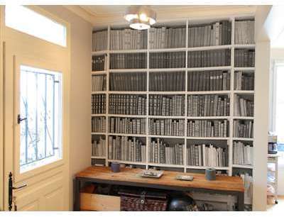 Papier peint Trompe l oeil BIBLIOTHEQUE Noir et blanc Papier peint Trompe l oeil