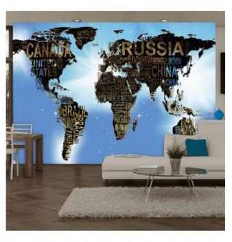 Papier Peint - World Map - Blue Inspiration - Bima
