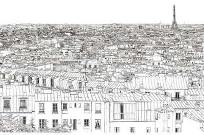 Papier peint Vue de Paris Invalides Tour Eiffel Pa