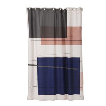 Rideau de douche Colour Block bleu-gris-rose