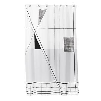 Rideau de douche Trace noir-blanc-gris