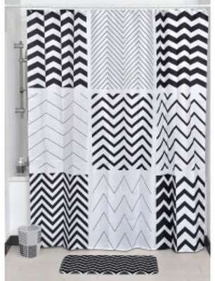Rideau de douche (200 cm) Black and White Blanc Rideau de douche (200 cm)