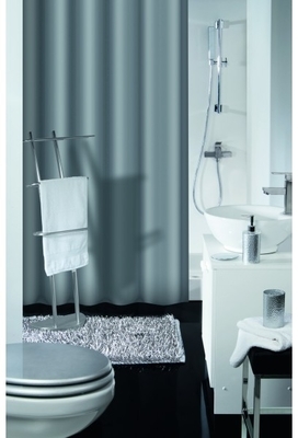 Rideau de douche Flashy uni couleur argent Gris PLANETE Rideau de douche Flashy uni