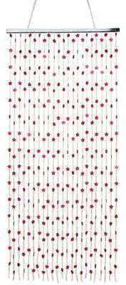 Rideau en perles de bois motifs fleurs et batonnet