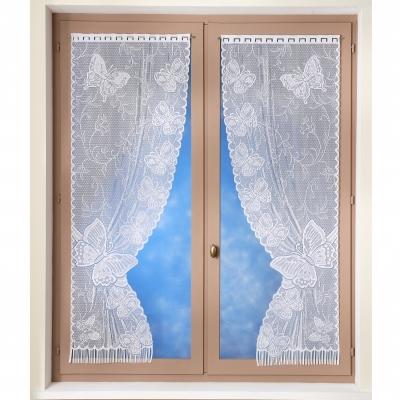 Rideau bonne-femme papillons - paire - blanc
