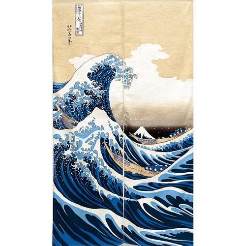Rideau bleu et beige japonais NOREN NAMIFUJI - Hok