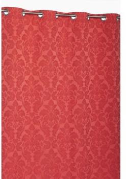 Rideau Jacquard Coton Motif Fleur Baroque Rouge