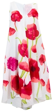 Robe Imprimée Sans Manches Palme Blanc
