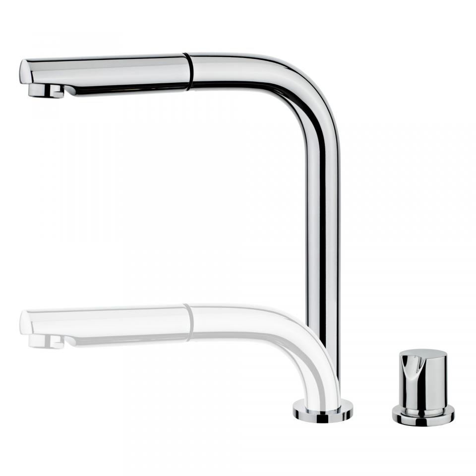 Mitigeur de cuisine escamotable chromé avec douche