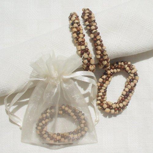 Rond de serviette en PERLES de bois simple - set d