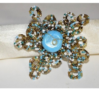 Set de 4 Ronds de Serviettes Turquoise