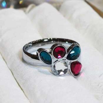 Set 4 ronds de serviette fleur strass couleur