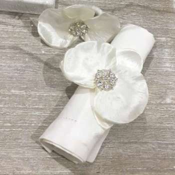 6 ronds de serviette orchidée blanc