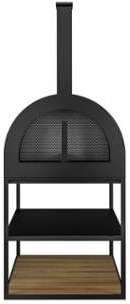 BBQ - Poêle à bois - anthracite teck PxHxP 80x189 5x100cm BBQ - Poêle à bois - anthracite