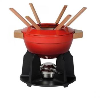 Le Creuset - Fondue Set - rouge manche en bois Fondue Le Creuset - Fondue Set -