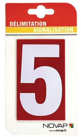 Chiffres adhésifs - Blanc-rouge 50 x 50 mm