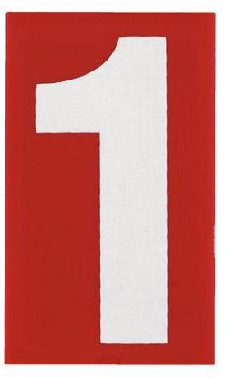 Chiffres adhésifs - Blanc-rouge 50 x 50 mm