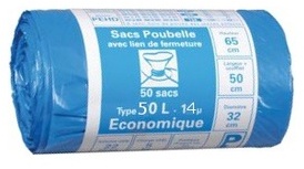 Sacs-poubelle économiques 50 litres bleu 14µm par