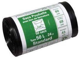 Sacs-poubelle 130 litres noir 40µm par 150 sacs