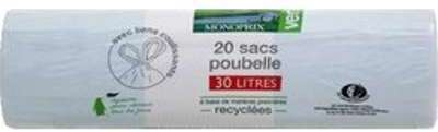 Sacs poubelle 30 litres, avec liens coulissants, à