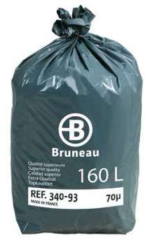 Sac poubelle gris 160 litres bruneau qualité supér