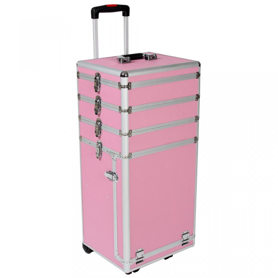 Valise Trolley esthétique, Malette cosmétique rose