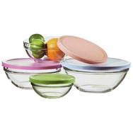 Set 4 saladier verre avec couvercle 14/17/20/23 cm