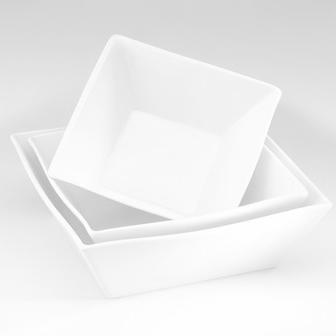 Saladier carré blanc 18x18cm 100cl en porcelaine -
