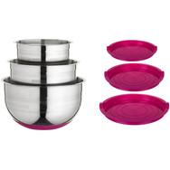 Set de 3 saladiers inox 16-20-24 cm avec couvercle