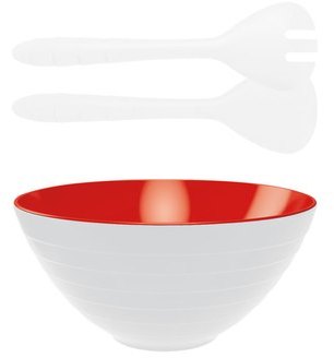 Set saladier et couverts à salade Wave - blanc rouge Set saladier et couverts à