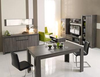 Salle à manger complète couleur bois gris foncé co