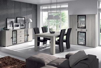 Salle à manger complète couleur chêne gris contemp