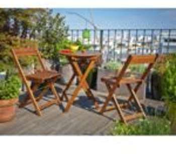 CARREFOUR Set table ronde 2 chaises de balcon Acacia CARREFOUR Set table ronde