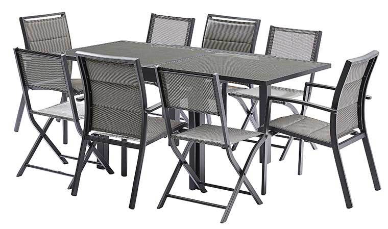 SALON DE JARDIN GRIS 8 PERSONNES - Collection Modu