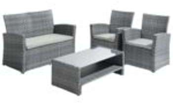CARREFOUR Salon bas Madang - 4 pièces - Gris CARREFOUR Salon bas Madang