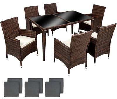 Salon de jardin résine, aluminium - 6 Chaises, 1 T