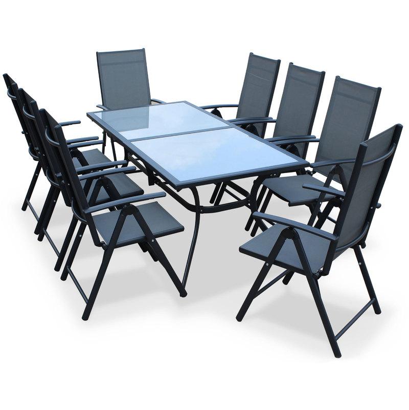 Salon de jardin en aluminium table 8 places anthra