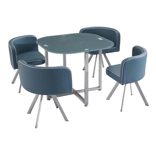 Ensemble table repas Kelly + 4 chaises grises