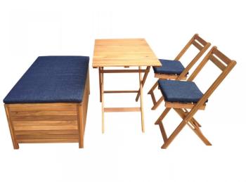 Salon de jardin en acacia FSC 2 chaises pliantes 1 Salon de jardin en acacia