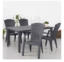 Salon de jardin: table FUTURA graphite et 6 fauteu