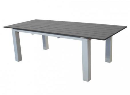 Table de jardin extensible en aluminium gris et bl