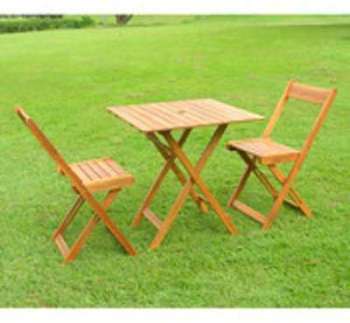 Salon de jardin pliant 2 places en acacia FSC table Salon de jardin pliant 2 places