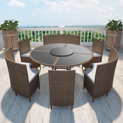 VidaXL Salon de jardin marron en polyrotin table r