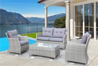 Salon de jardin en résine tressée gris beige XENA